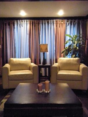 Living Room View 1 - Coffee table stained with Black wood dye to mimmick Wenge