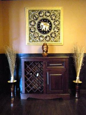 Bar Cabinet - White Oak Flooring stained with Minwax 1part Jacobean and 1part Ebony